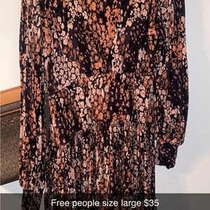 Free People Black and Brown Floral Dress